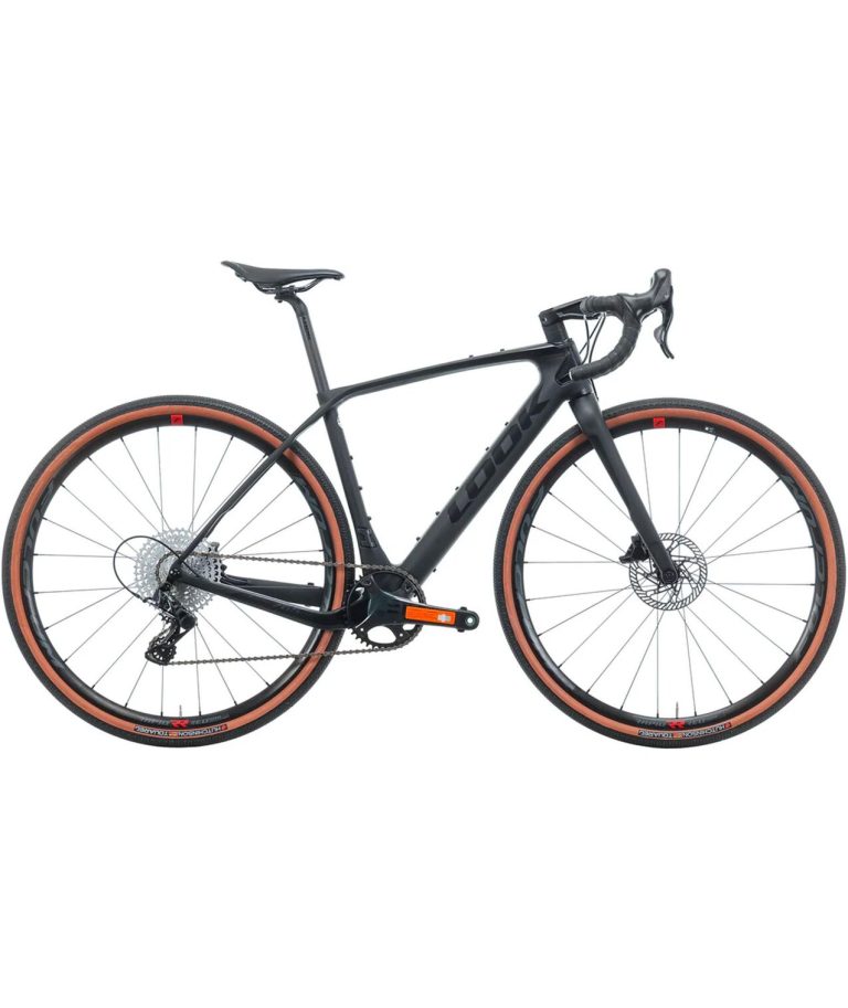 Look 765 Gravel Black Glossy Mat, gravel carbone en Campagnolo Ekar, vue de profil