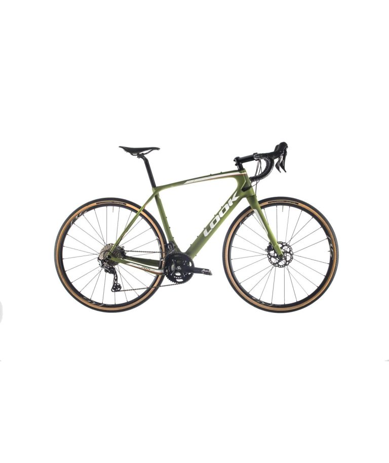 Look 765 Gravel Green Mat, gravel carbone en Campagnolo Ekar 1x13, vue de profil