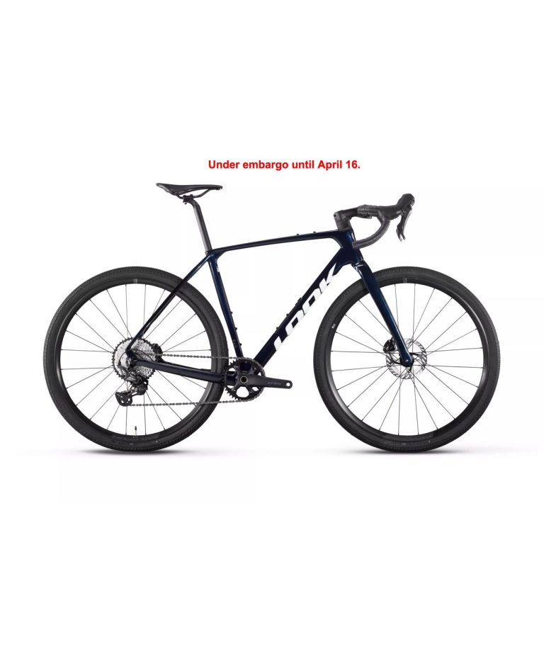 Look G85 Petrol White, gravel carbone en Shimano GRX mono-plateau, vue de profil