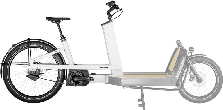 Bergamont E-Cargoville LJ Elite 2026, biporteur électrique à courroie et moyeu Enviolo, vue de profil