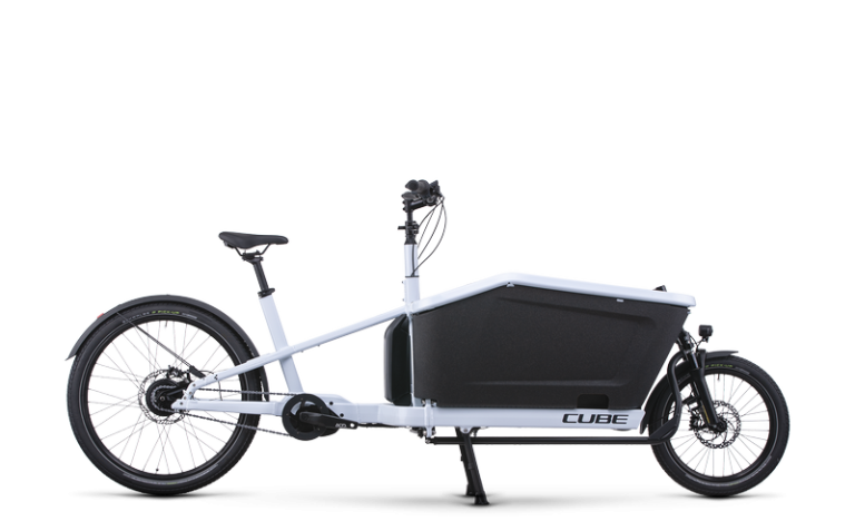 Cube Cargo Dual Hybrid 1000 2022, biporteur électrique à double batterie Bosch, vue de profil