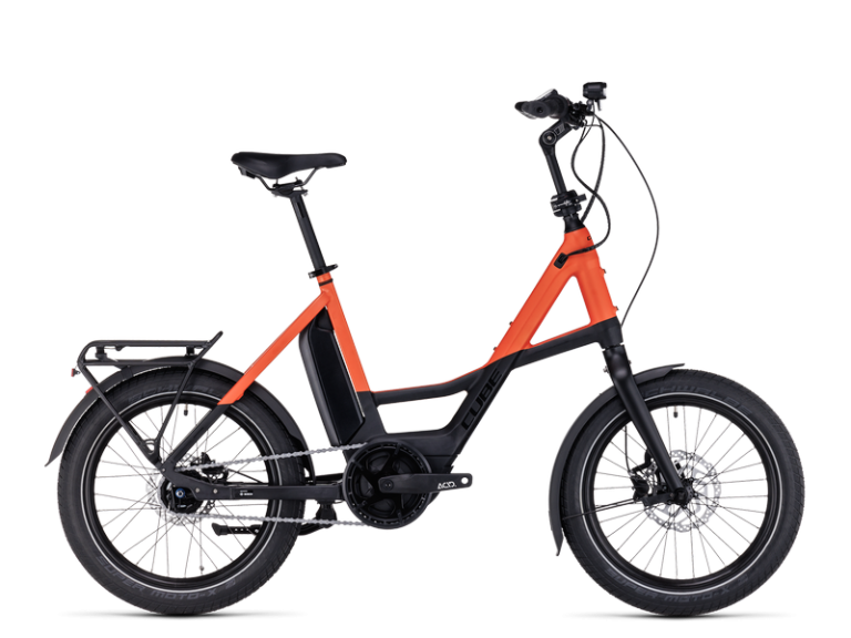 Cube Compact Hybrid 500 2024, vélo urbain électrique compact coloris black´n´sparkorange