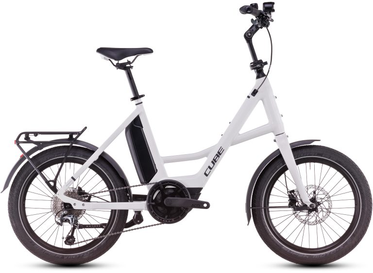 Cube Compact Hybrid 500 2025, vélo urbain électrique compact à roues de 20 pouces, vue de profil