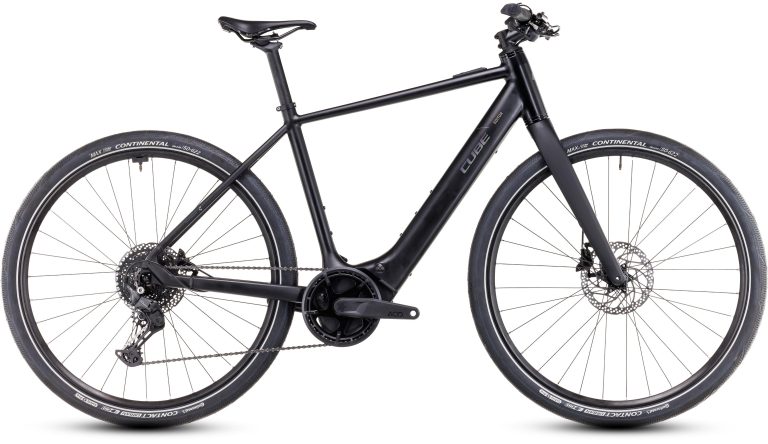 Cube Editor Hybrid Pro 400X 2025, vélo urbain électrique à batterie intégrée, coloris black´n´spectral, vue de profil