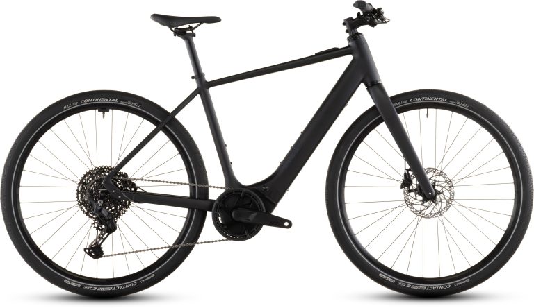 Cube Editor Hybrid Pro 400X 2026, vélo urbain électrique léger à fourche carbone, vue de profil