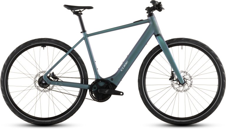 Cube Editor Hybrid SLT 400X 2026, vélo urbain électrique à courroie Gates, vue de profil