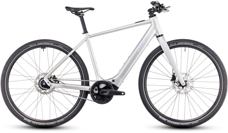 Cube Editor Hybrid SLX 400X 2025, vélo urbain électrique à cadre haut et batterie intégrée, vue de profil