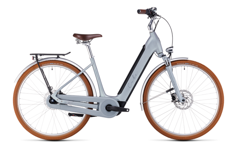 Cube Ella Cruise Hybrid 500 2024 gris metallicstone, vélo de ville électrique à cadre bas, vue de profil