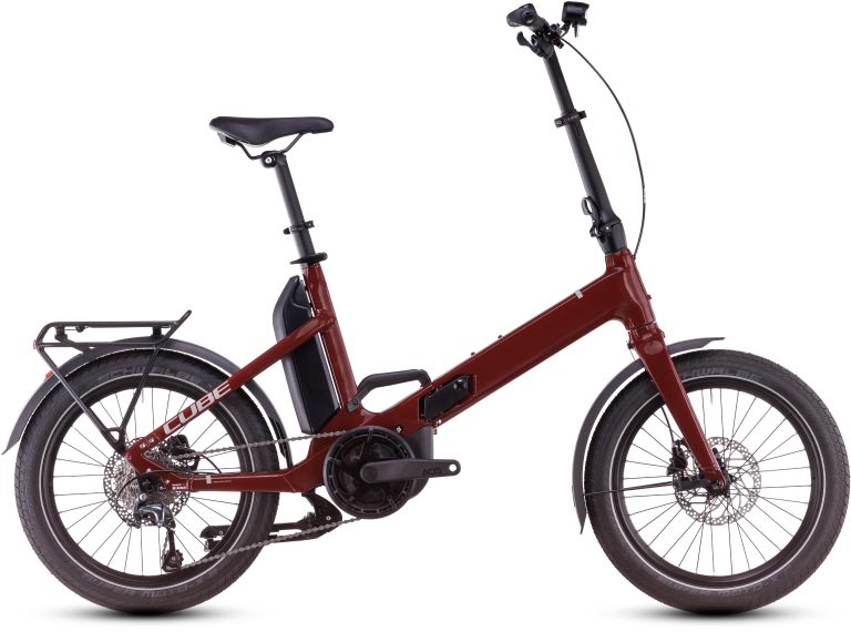 Cube Fold Hybrid 500 2025, vélo pliant électrique à roues de 20 pouces, vue de profil