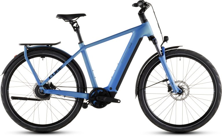 Cube Kathmandu Hybrid Comfort Pro 800 2026, vélo de trekking électrique à courroie Gates, vue de profil