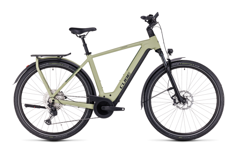 Cube Kathmandu Hybrid SLX 750 2024 vert olive, vélo de trekking électrique à cadre haut, vue de profil
