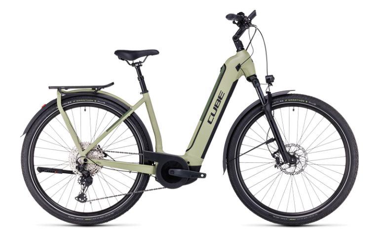 Cube Kathmandu Hybrid SLX 750 2024 vert olive à cadre Easy Entry, vélo de trekking électrique
