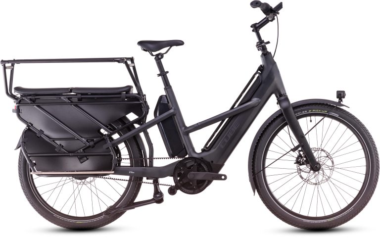 Cube Longtail Hybrid Family 725 2025, vélo cargo longtail électrique, vue de profil