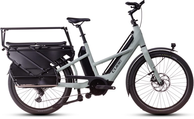 Cube Longtail Hybrid Sport Family 725 2025, vélo cargo longtail électrique, vue de profil