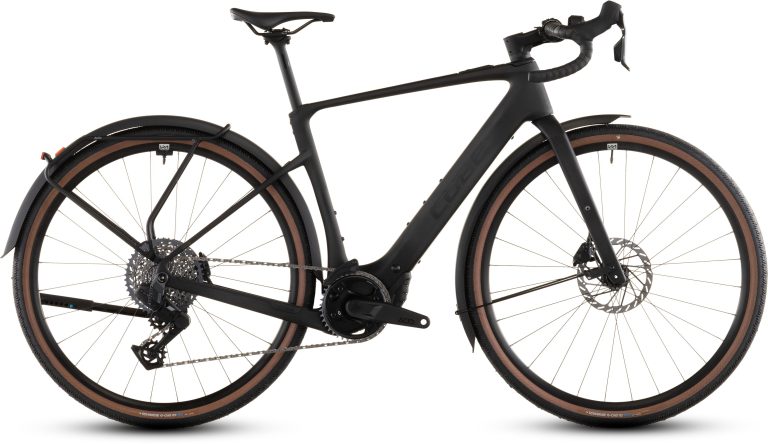 Cube Nuroad Hybrid C:62 EXC 400X FE blackline 2026, gravel électrique carbone, vue de profil