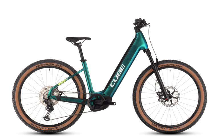 Cube Reaction Hybrid SLT 750 2024 goblin´n´yellow, VTT électrique semi-rigide à cadre Easy Entry, vue de profil