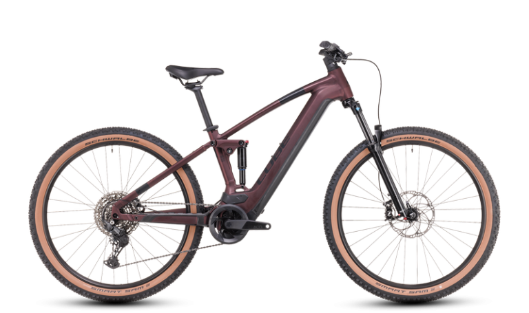 Cube Stereo Hybrid 120 ONE 625 2024, VTT électrique tout-suspendu en aluminium, vue de profil