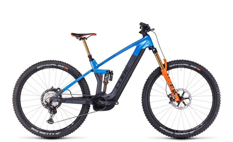 Cube Stereo Hybrid 140 HPC 750 actionteam 2024, VTT électrique carbone de trail, vue de profil