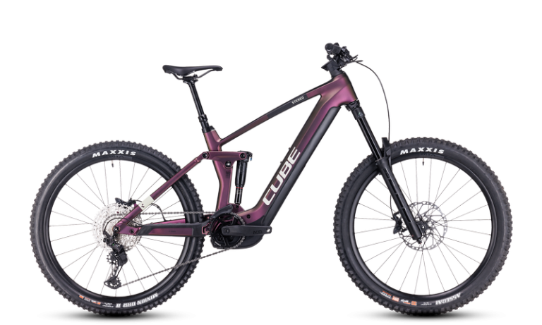 Cube Stereo Hybrid 160 HPC SLX 750 2024, VTT électrique enduro carbone à fourche RockShox ZEB, vue de profil