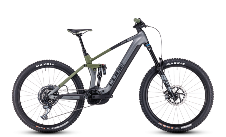 Cube Stereo Hybrid 160 HPC TM 750 en 27,5 pouces, VTT électrique d’enduro à cadre carbone, vue de profil