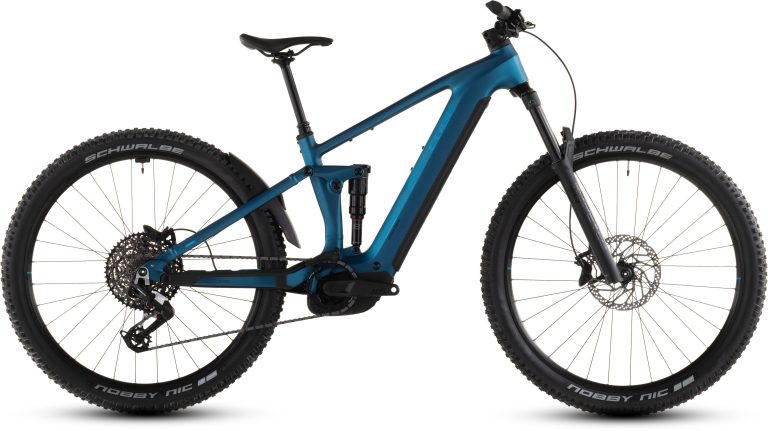 Cube Stereo Hybrid ONE44 EX 800 2026, VTT électrique tout-suspendu de trail, vue de profil