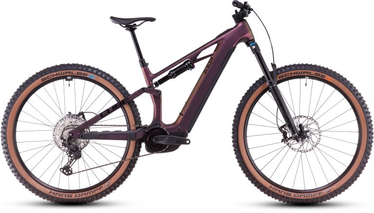 Cube Stereo Hybrid ONE44 HPC SLX 800 2026, VTT électrique carbone à freins Shimano XT, vue de profil