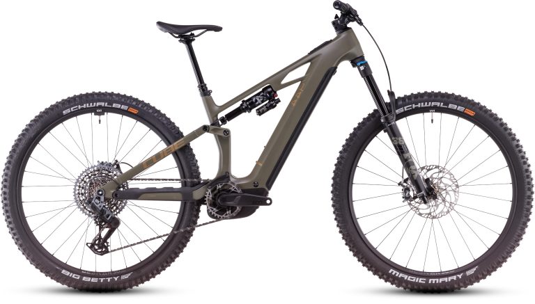Cube Stereo Hybrid ONE44 HPC TM 800 2026, VTT électrique tout-suspendu à freins SRAM Maven, vue de profil