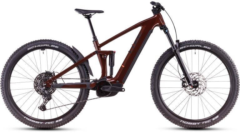 Cube Stereo Hybrid ONE44 Pro 800 2026, VTT électrique tout-suspendu de trail, vue de profil