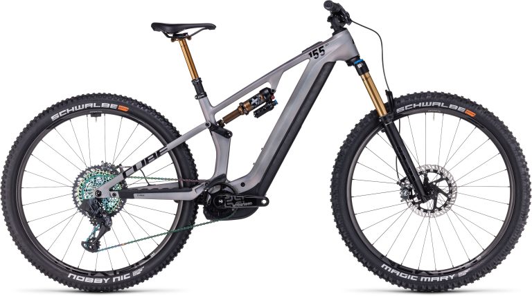 Cube Stereo Hybrid ONE55 C:68X SLT 750 en 29 pouces, VTT électrique carbone, vue de profil