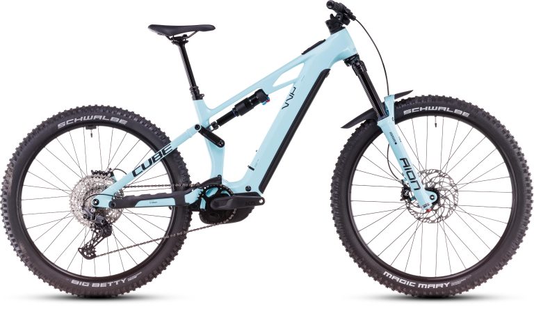 Cube Stereo Hybrid ONE77 HPC Race 800 2026, VTT électrique tout-suspendu d’enduro à cadre carbone, vue de profil