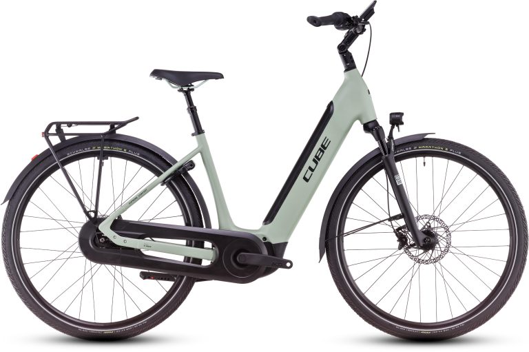 Cube Supreme Hybrid Comfort SLX 625 2025, vélo de ville électrique à cadre Easy Entry, vue de profil