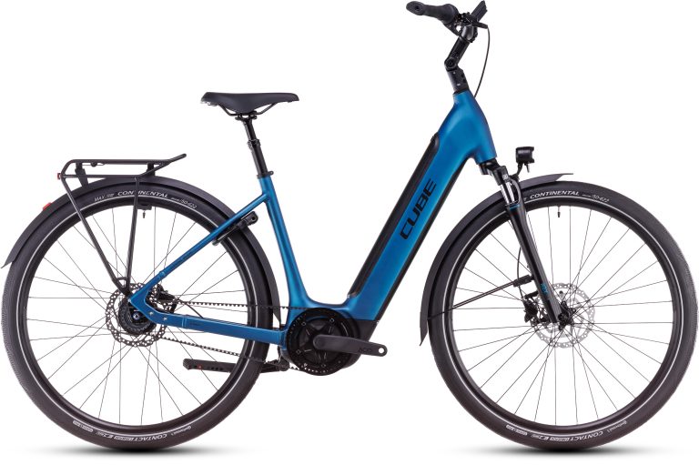 Cube Supreme Hybrid Deluxe ONE 625 2025, vélo urbain électrique à courroie et cadre Easy Entry, vue de profil
