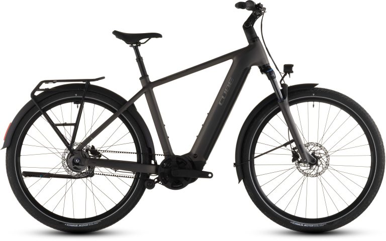 Cube Touring Hybrid Comfort SLX 800 2026, vélo de trekking électrique à courroie Gates, vue de profil