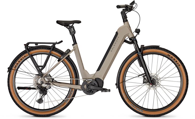 Kalkhoff Endeavour 5 Move+ 2024, vélo de trekking électrique gris, vue de profil