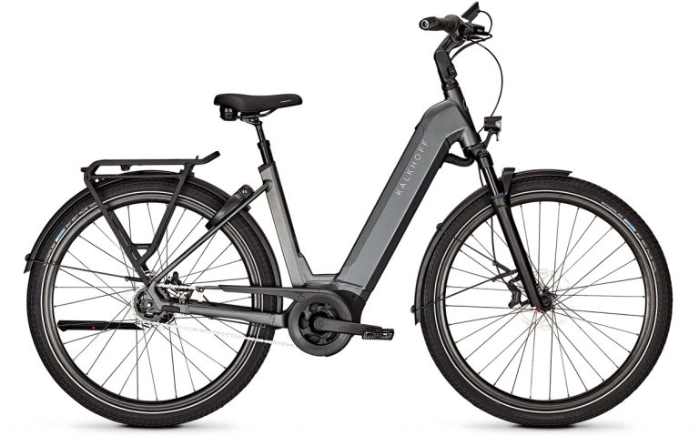 Kalkhoff Entice 5 Excite+ 2024, vélo électrique à cadre Wave et courroie Gates, vue de profil
