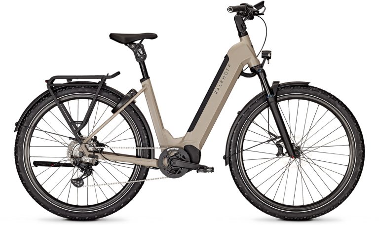 Kalkhoff Image L Advance 2024, vélo urbain électrique à courroie et cadre Wave, vue de profil
