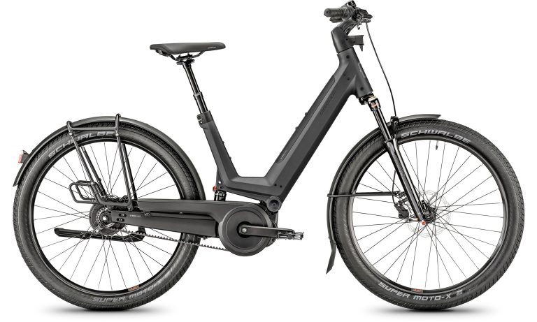 Moustache J ON Black Enviolo PBL 2023, vélo électrique de ville suspendu à enjambement bas, vue de profil