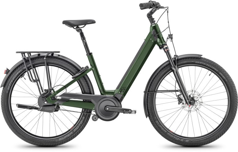 Moustache Mardi 27.6 Open Auto 2025 gris pierre, vélo de ville électrique à courroie, vue de profil