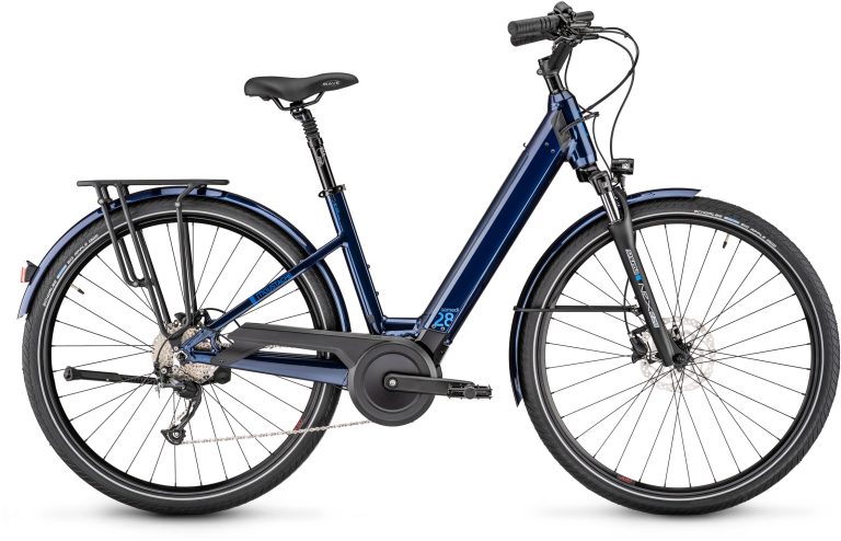Moustache Samedi 28.2 Open 500 Wh 2023, vélo de ville électrique à cadre ouvert, vue de profil