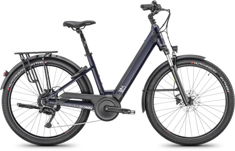 Moustache Xroad 2 Open 500 Wh 2025 bleu foncé, VTC électrique de trekking, vue de profil