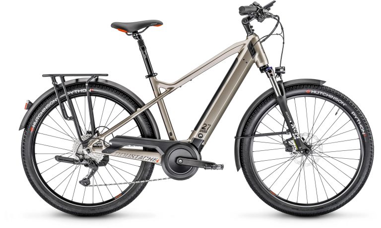 Moustache Xroad 3 500 Wh 2023 titane brillant, VTC électrique de trekking, vue de profil