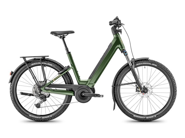 Moustache Xroad 6 Open coloris Oak Green Metal, VAE de ville et trekking, vue de profil