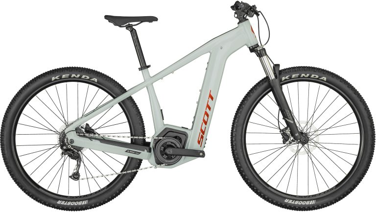 Scott Aspect eRIDE 940 2024, VTT électrique semi-rigide gris, vue de profil