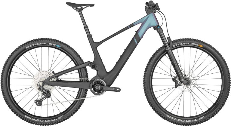 Scott Contessa Lumen eRIDE 900 2024 violet, VTT électrique léger tout-suspendu, vue de profil