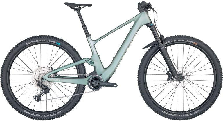 Scott Contessa Lumen eRIDE 900 2024 vert, VTT électrique léger à cadre carbone, vue de profil
