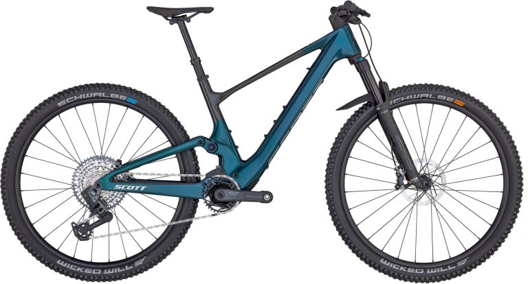 Scott Lumen eRIDE 900 2024, VTT électrique tout-suspendu carbone, vue de profil