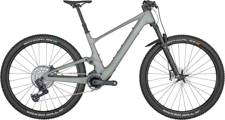 Scott Lumen eRIDE 900 TR 2024, VTT électrique tout-suspendu carbone vert, vue de profil