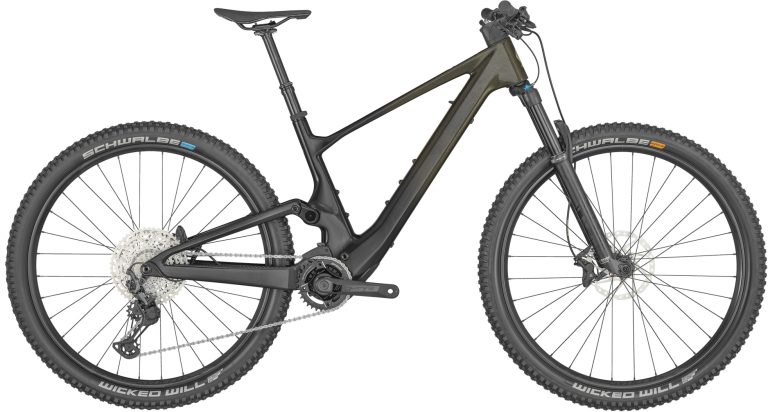 Scott Lumen eRIDE 910 2024, VTT électrique tout-suspendu carbone gris, vue de profil