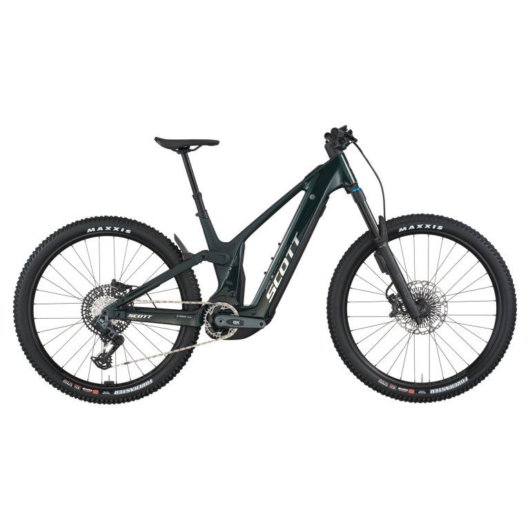 Scott Patron 900 2026, VTT électrique tout-suspendu vert, vue de profil