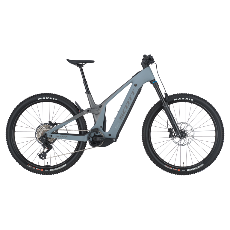 Scott Patron 910 2025, VTT électrique tout-suspendu gris, vue de profil